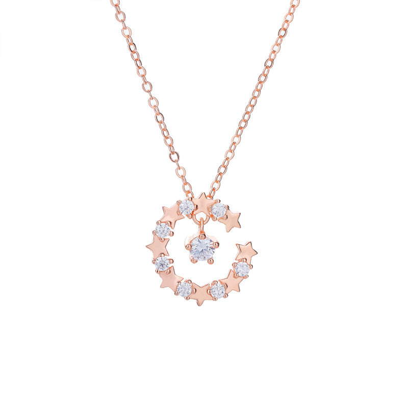 S925 sterling silver starry necklace