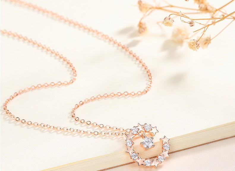 S925 sterling silver starry necklace