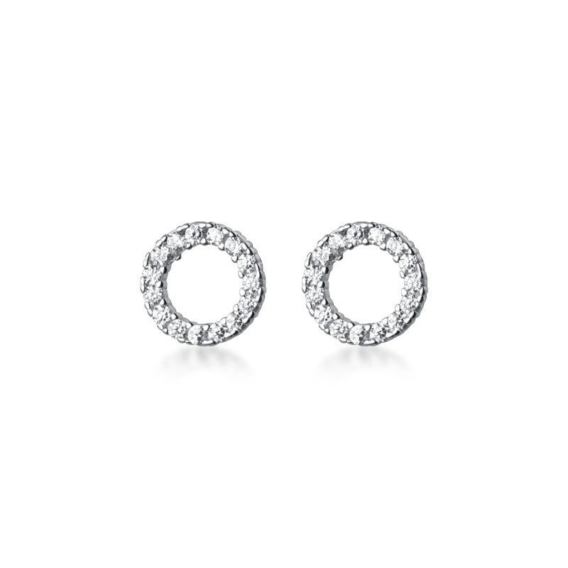 S925 silver Korean round earrings
