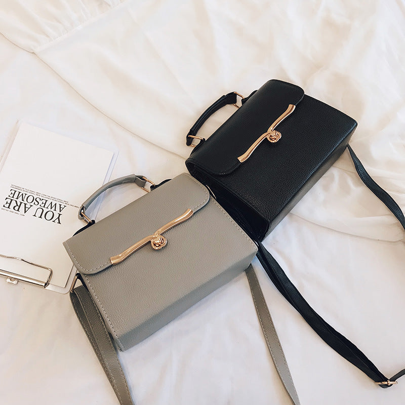 Style PU Lychee Pattern Solid Color Ladies Handbag