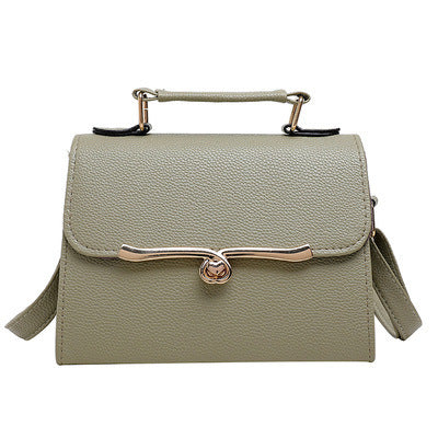 Style PU Lychee Pattern Solid Color Ladies Handbag