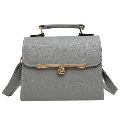 Style PU Lychee Pattern Solid Color Ladies Handbag