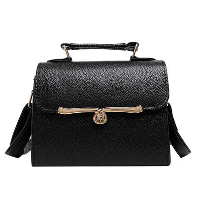 Style PU Lychee Pattern Solid Color Ladies Handbag
