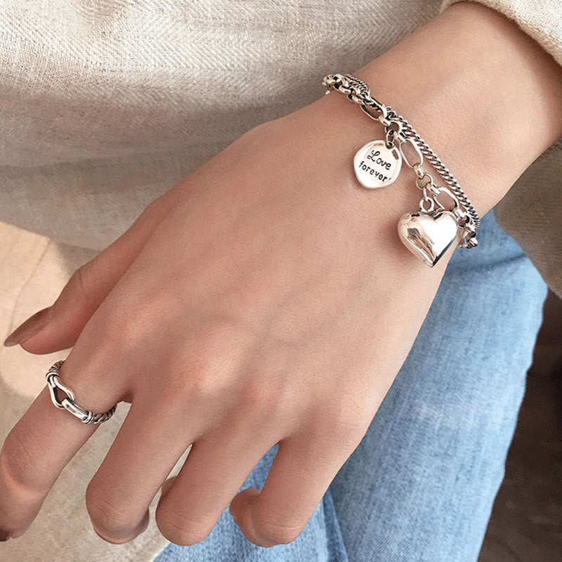 S925 Sterling Silver Couple Love Bracelet