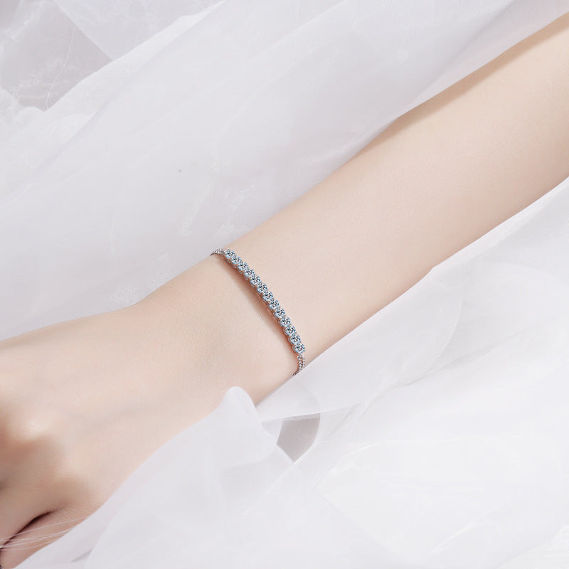 S925 Moissanite Silver Bracelet Female