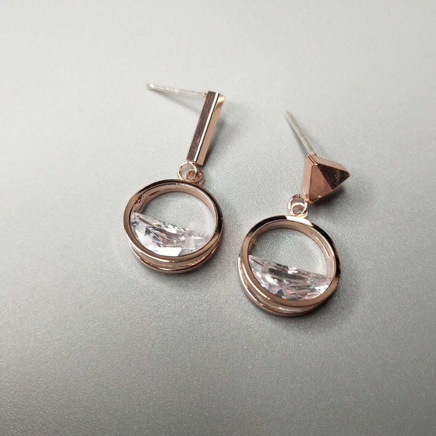 Zirconium Diamond Asymmetric S925 Sterling Silver Earrings