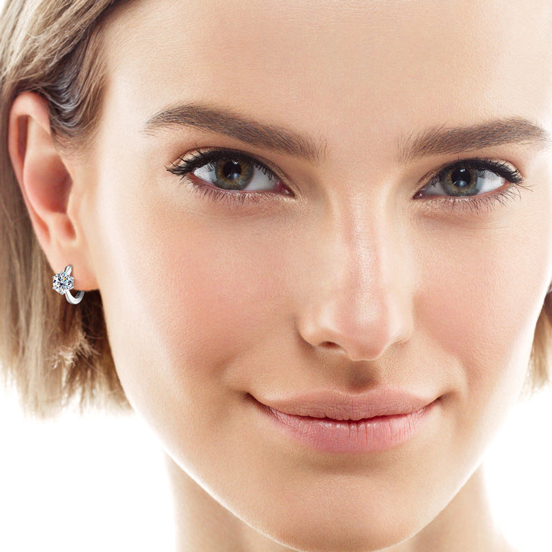 Fashion Simple Moissanite Ear Ring S925 Silver Earrings