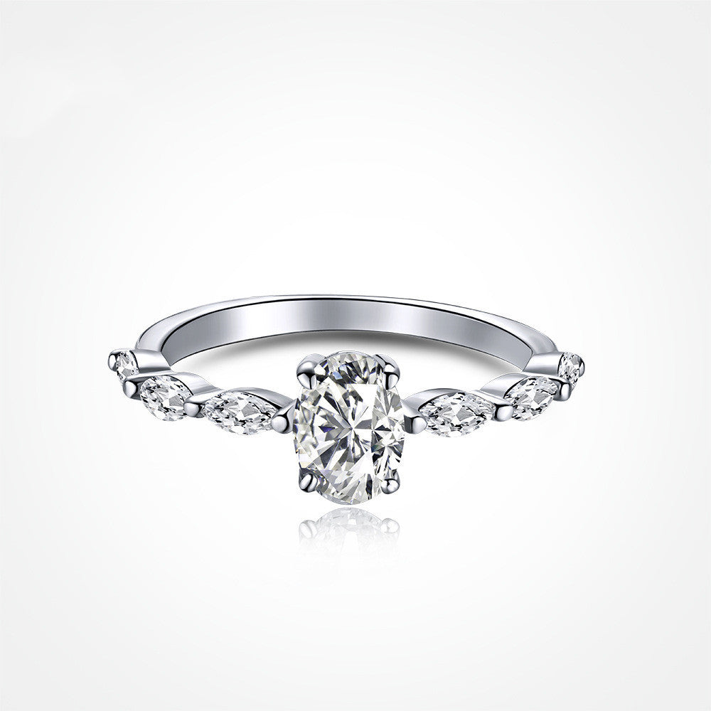 S925 Sterling Silver Egg Shape Oval 5A Zircon Ring