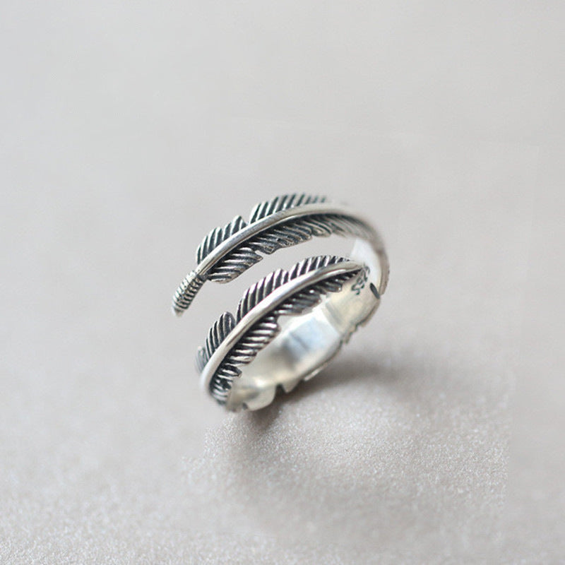 925 Sterling Silver Feather Ring