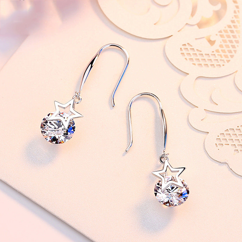 S925 Silver Simple Five-pointed Earrings