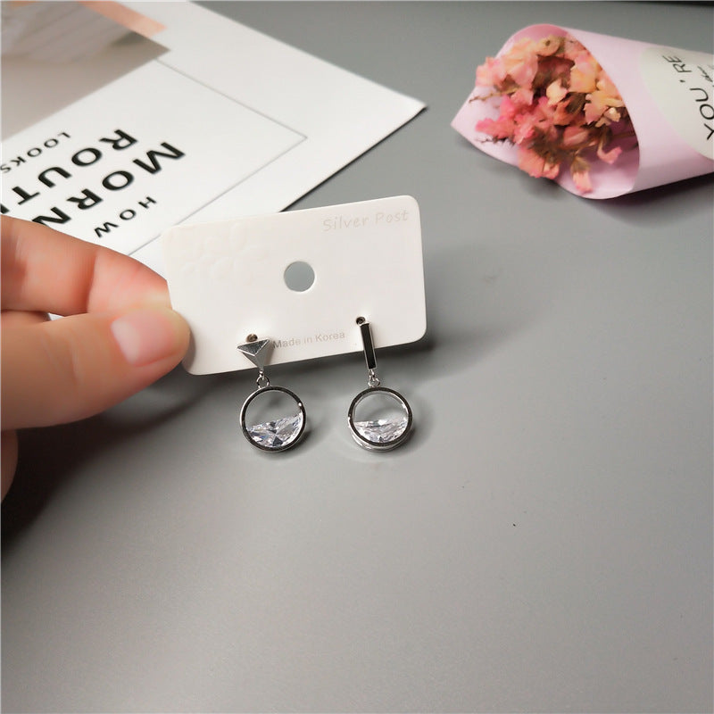 Zirconium Diamond Asymmetric S925 Sterling Silver Earrings