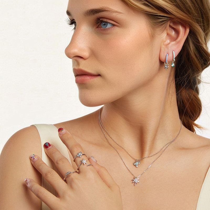 Romantic Summer Style S925 Sterling Silver Stud Earrings