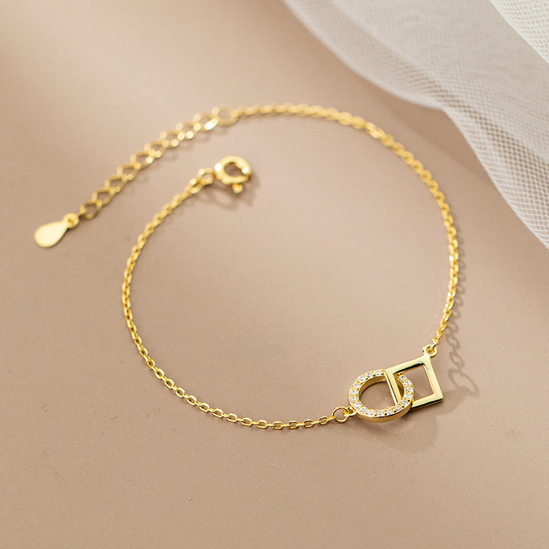 S925 Silver Bracelet Female Refined Rhinestone
