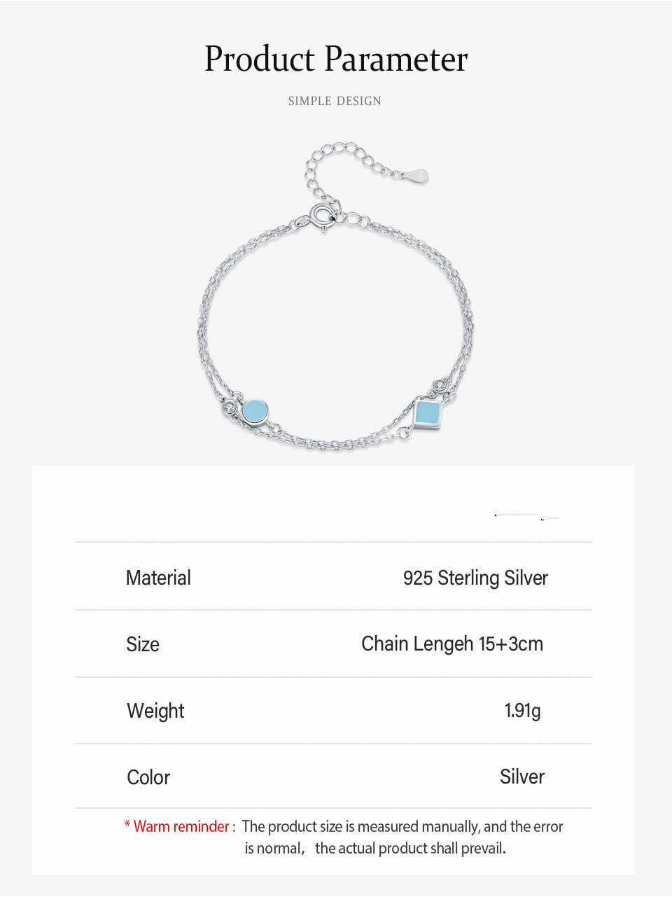 Women's S925 Silver Geometric Round Bracelet