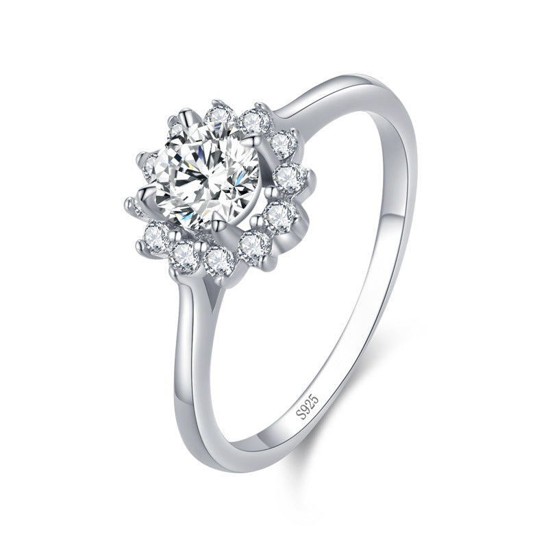 Lotus S925 Sterling Silver Lace Diamond Ring