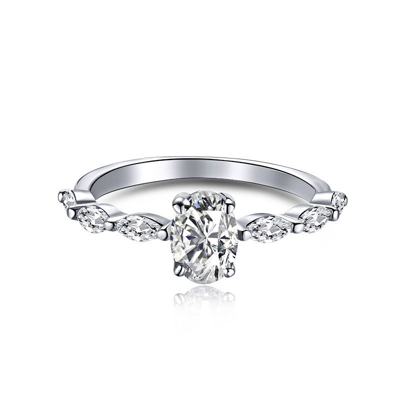 S925 Sterling Silver Egg Shape Oval 5A Zircon Ring