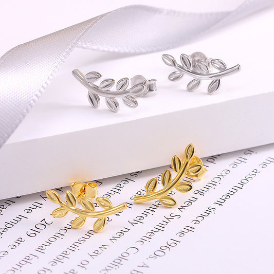 S925 Sterling Silver Leaf Earrings