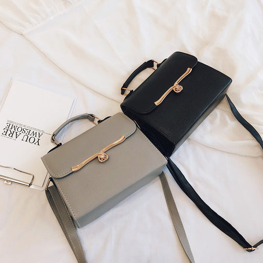 Style PU Lychee Pattern Solid Color Ladies Handbag