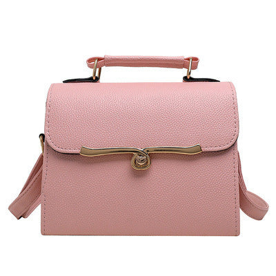 Style PU Lychee Pattern Solid Color Ladies Handbag