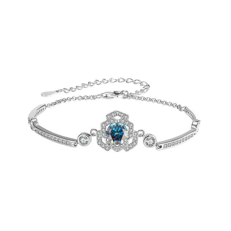 S925 Silver Moissanite Rose Bracelet
