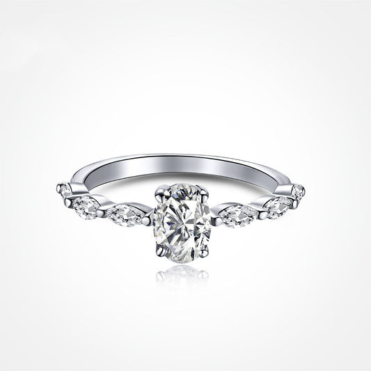 S925 Sterling Silver Egg Shape Oval 5A Zircon Ring