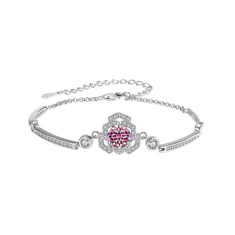 S925 Silver Moissanite Rose Bracelet