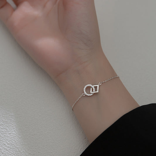 S925 Silver Bracelet Female Refined Rhinestone