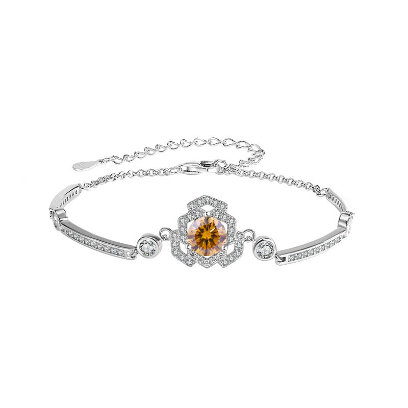 S925 Silver Moissanite Rose Bracelet