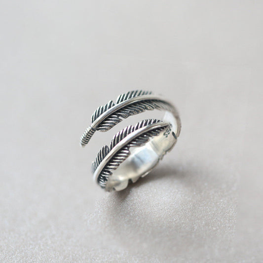 925 Sterling Silver Feather Ring