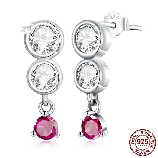 Sterling silver inlaid gemstone S925 Simple Earrings
