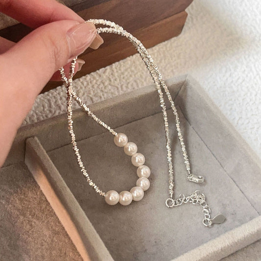 S925 Sterling Silver Slock Pearl Necklace