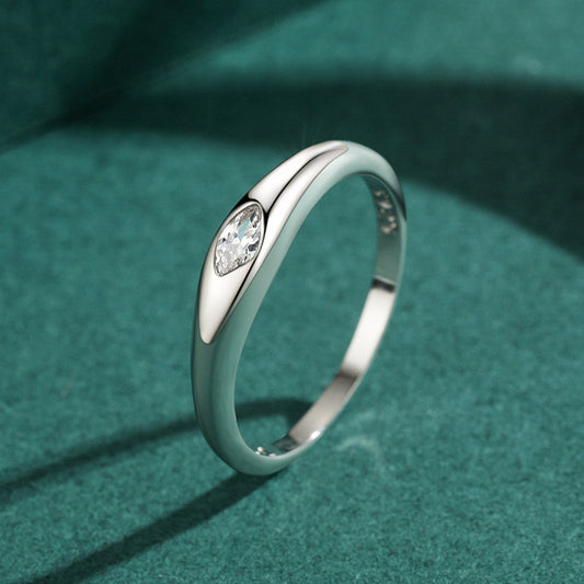 S925 Sterling Silver Simple Micro Diamond Ring