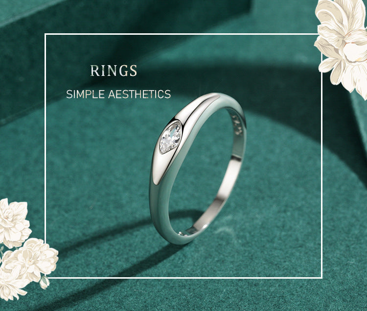 S925 Sterling Silver Simple Micro Diamond Ring