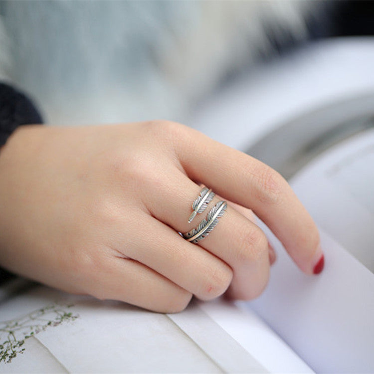 925 Sterling Silver Feather Ring