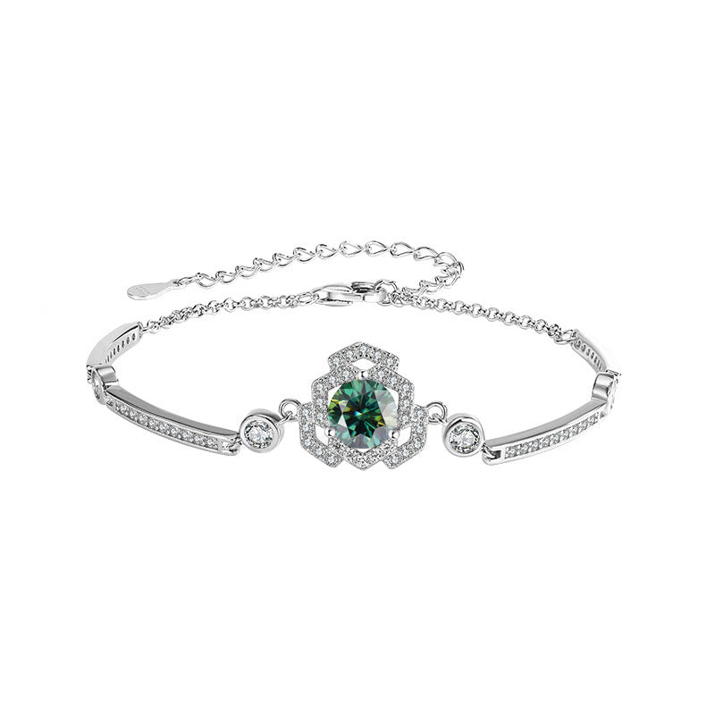 S925 Silver Moissanite Rose Bracelet