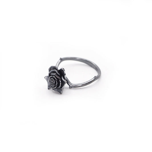 S925 Thai Silver Black Rose Couple Ring