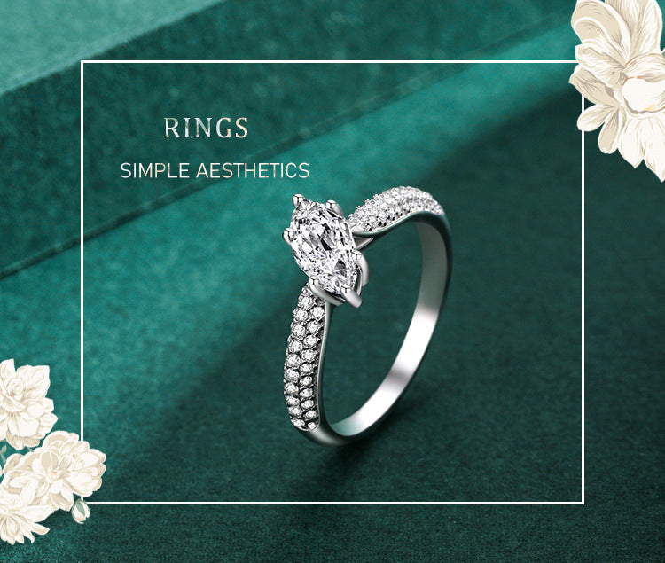 Sara's 925 Sterling Silver Light Luxury Diamond Ring