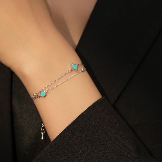 Women's S925 Silver Geometric Round Bracelet
