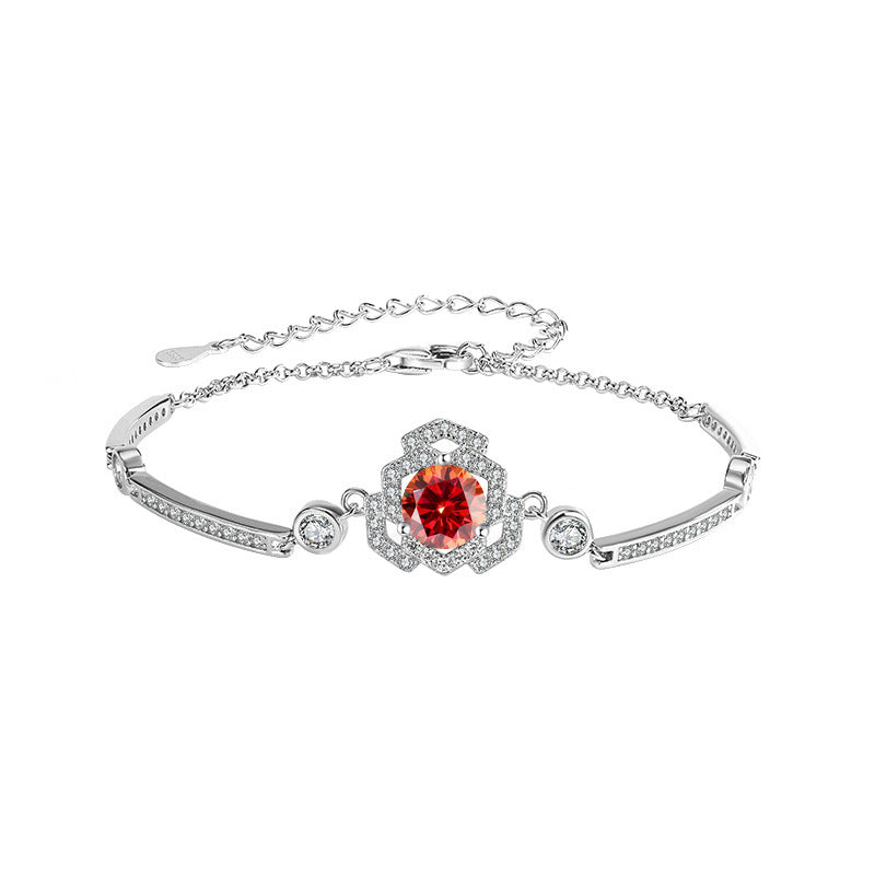 S925 Silver Moissanite Rose Bracelet