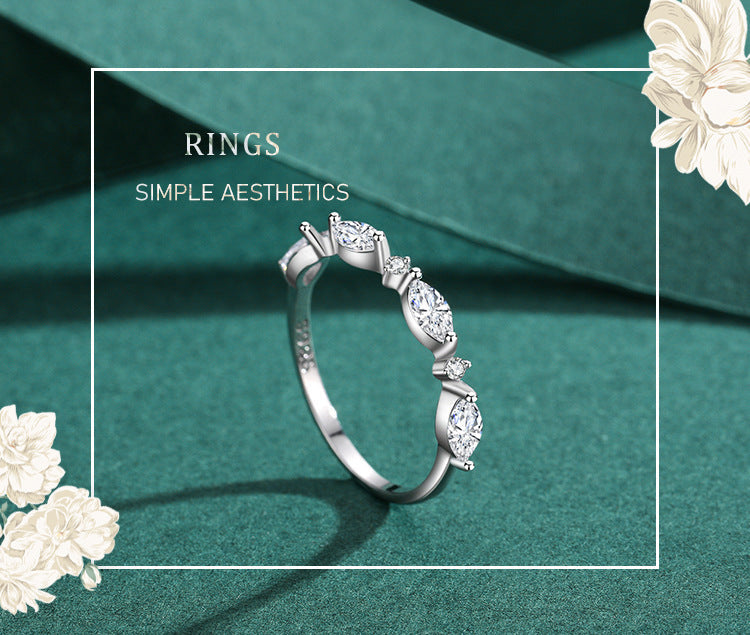 S925 Sterling Silver White Gold Plated Ring