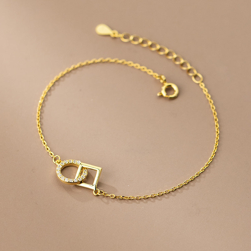 S925 Silver Bracelet Female Refined Rhinestone