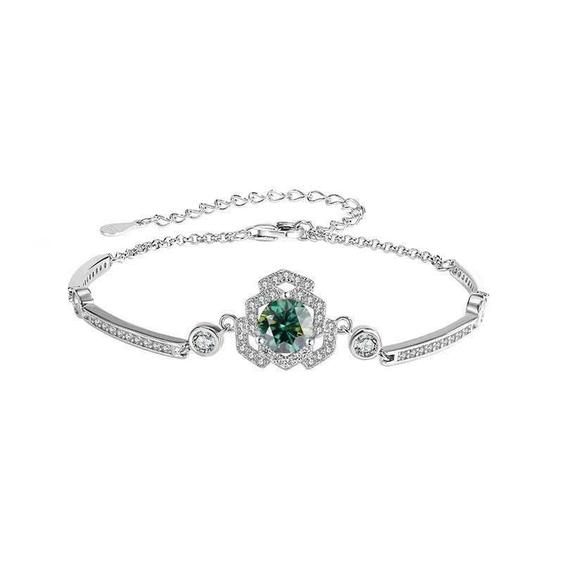 S925 Silver Moissanite Rose Bracelet