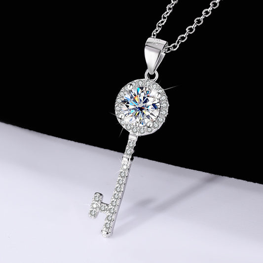 S925 Sterling Silver Key Necklace Pendant